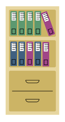 Illustration d'une étagère avec des livres